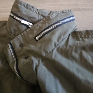 Olive Green Jacket with Zipper Details